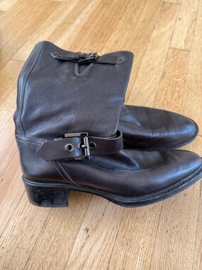 Tod's Dark Brown Leather Moto Boots
